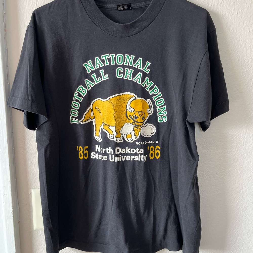 Screen Stars Black T-Shirt with Green and Gold Buffalo Graphic